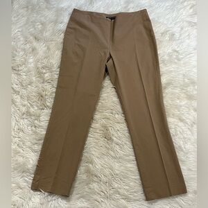 PEACE OF CLOTH Tapered Leg Ankle Pants Tan Stretch Hidden Front Zip